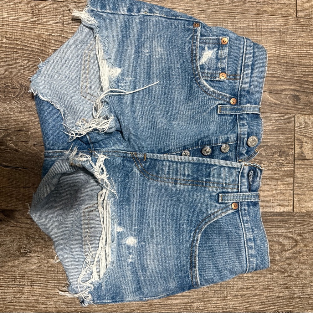 Levi's Light Blue Distressed Jean Shorts